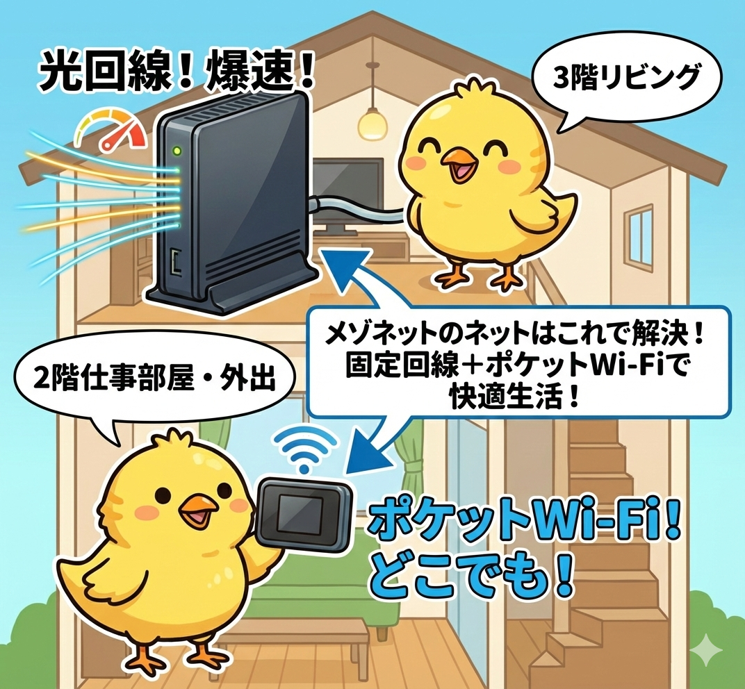 家のインターネット回線、メゾネットタイプでは「固定回線＋ポケットWi-Fi」でいいかんじな理由